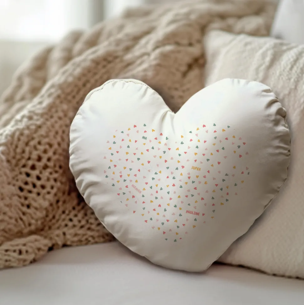 Coussin coeur personnalisé - Message Secret
