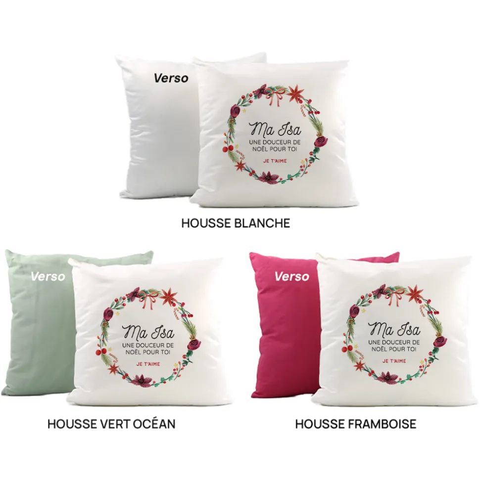 Coussin de Noël personnalisé - Message