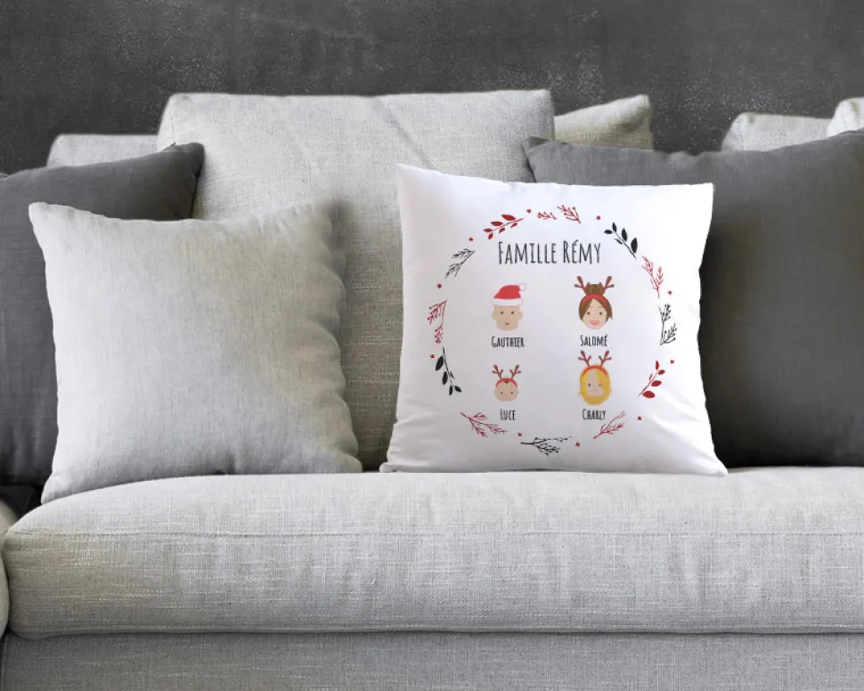 Coussin de Noël personnalisé - Family Circus