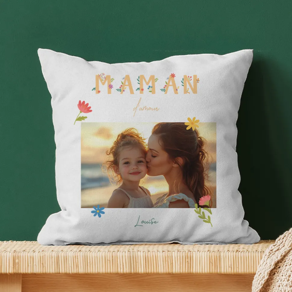 Coussin personnalisé - Amour Fleuri