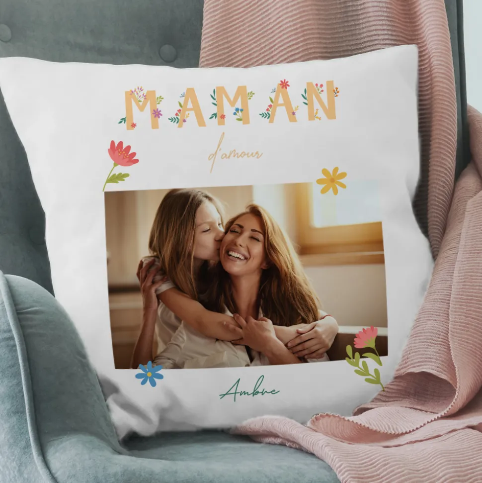 Coussin personnalisé - Amour Fleuri