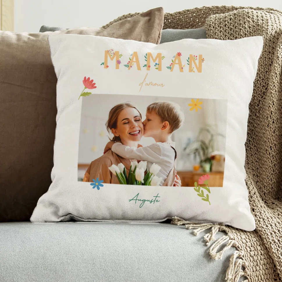 Coussin personnalisé - Amour Fleuri