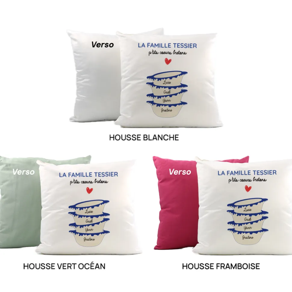 Coussin personnalisé - Bols prénoms famille