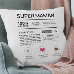 Coussin personnalisé - Composition d'une jeune maman