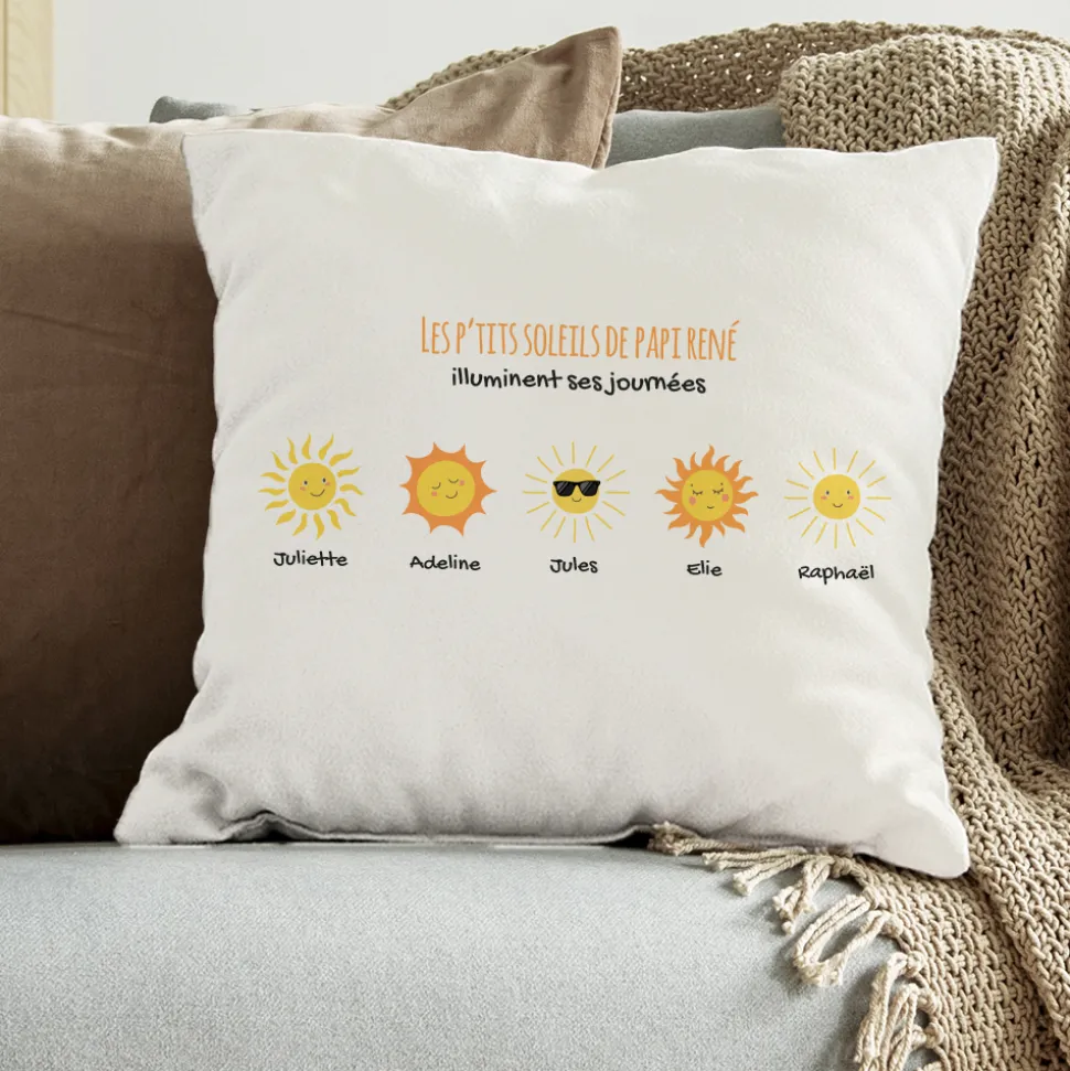 Coussin personnalisé - Famille Soleils