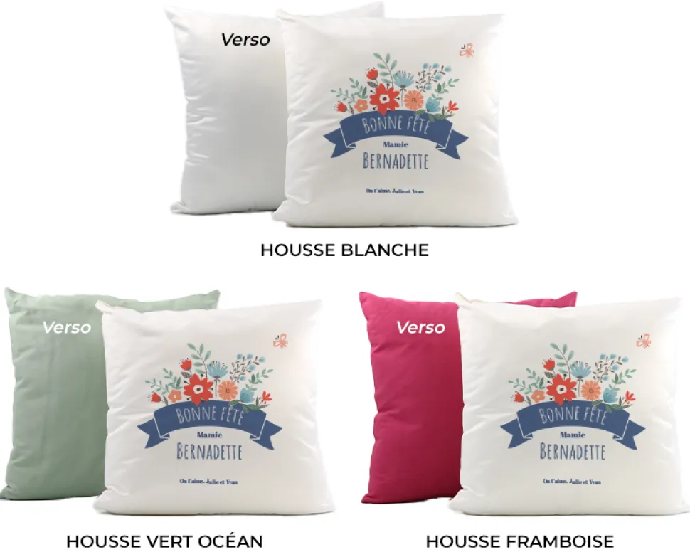 Coussin personnalisé - Mamie Fleurie