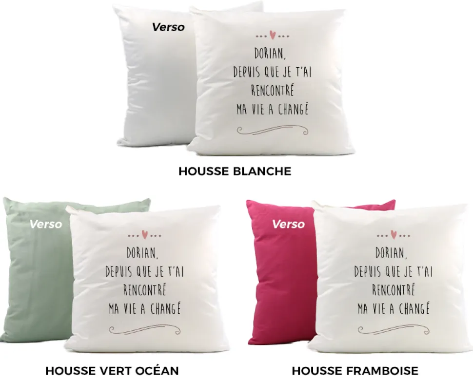 Coussin personnalisé - Message d'amour
