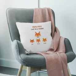 Coussin personnalisé - Papa Renard et sa meute