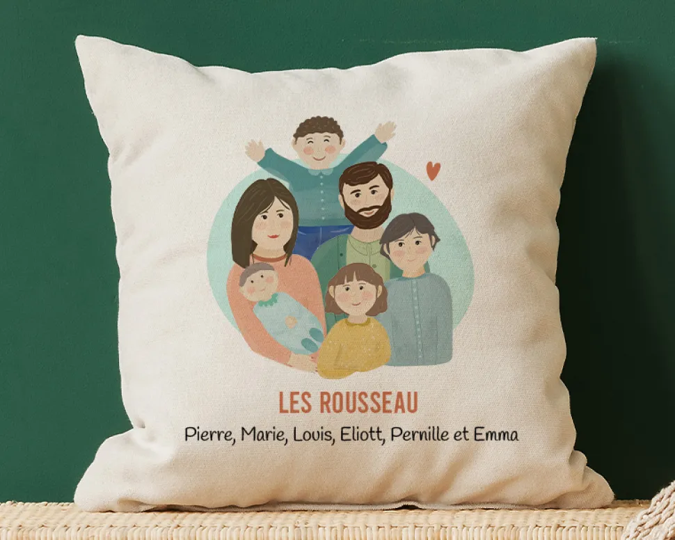Coussin personnalisé - Portrait de famille