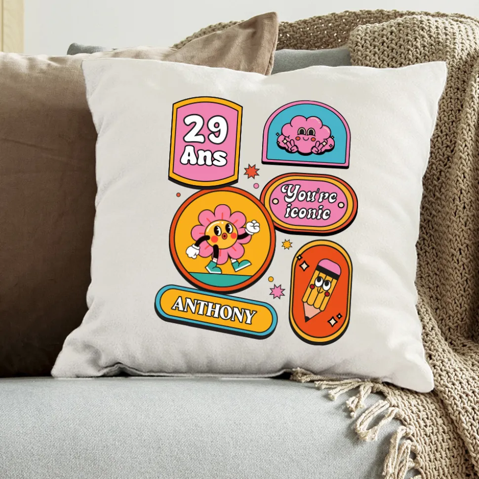 Coussin personnalisé - Stickers Rétro