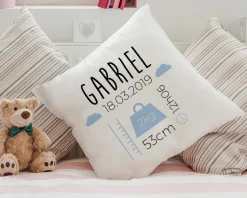 Coussin personnalisé bébé - Naissance Bleu