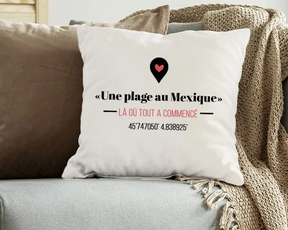 Coussin personnalisé couple - Là où tout a commencé