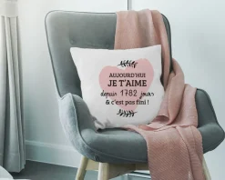 Coussin personnalisé couple - Aujourd'hui je t'aime depuis