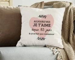 Coussin personnalisé couple - Aujourd'hui je t'aime depuis