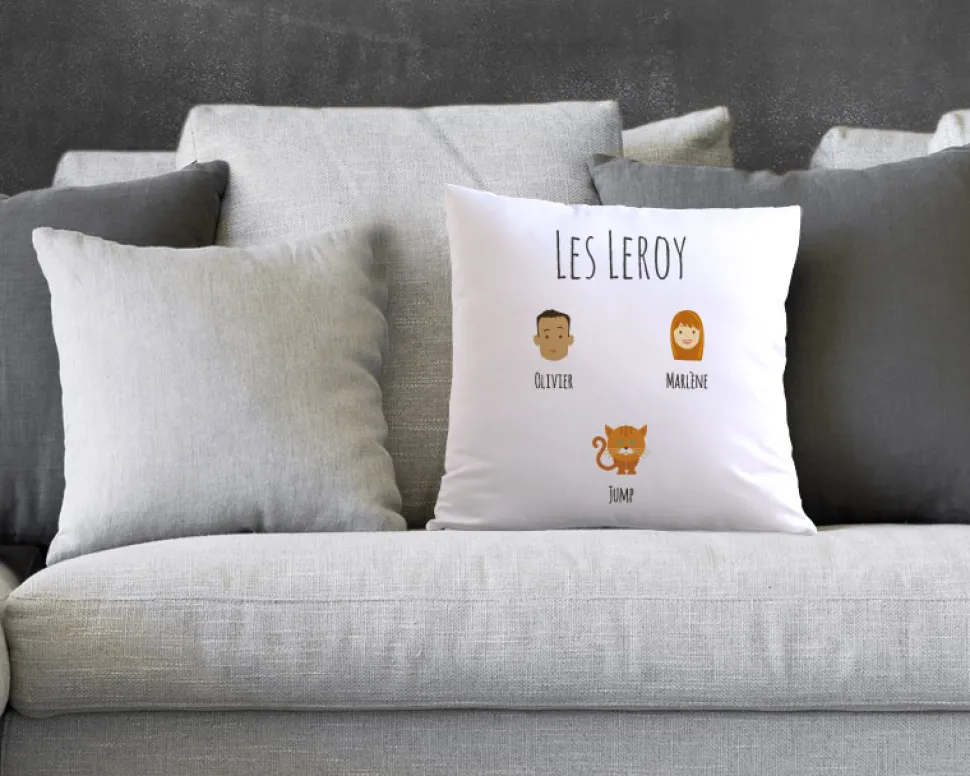 Coussin personnalisé famille - Family Circus