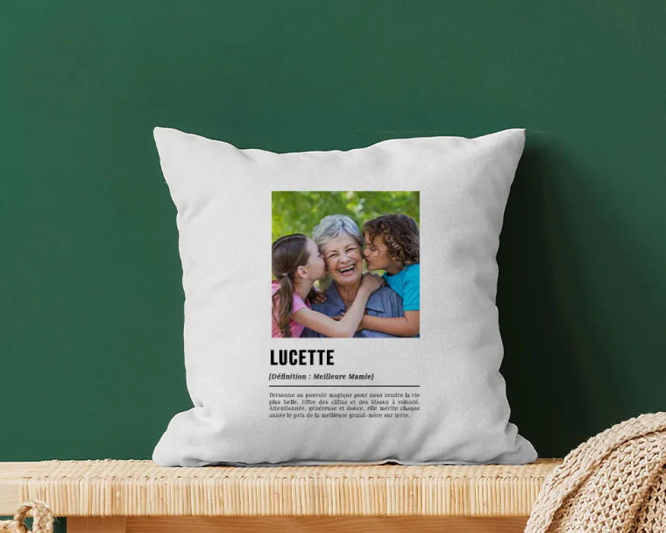 Coussin personnalisé photo - Définition Mamie