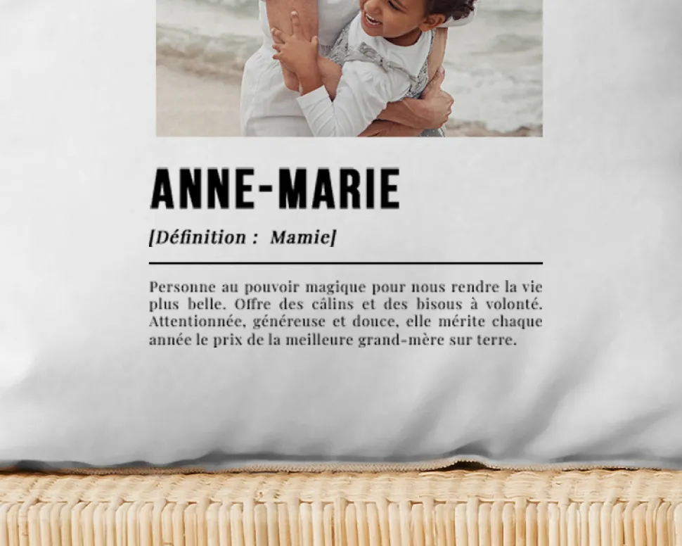 Coussin personnalisé photo - Définition Mamie