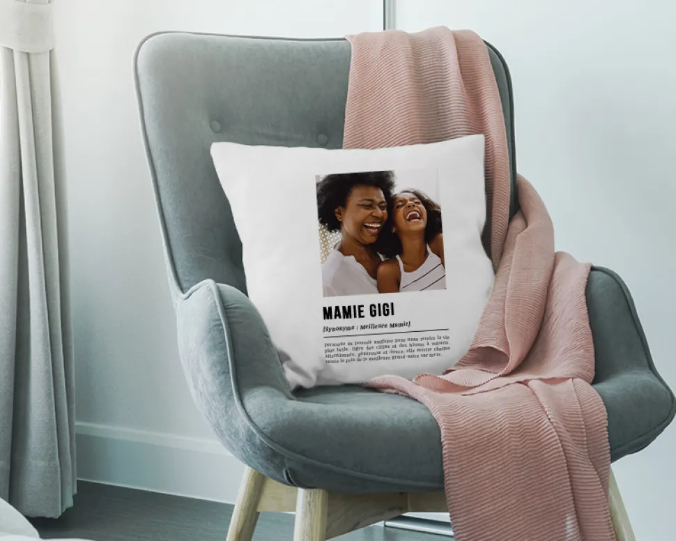 Coussin personnalisé photo - Définition Mamie