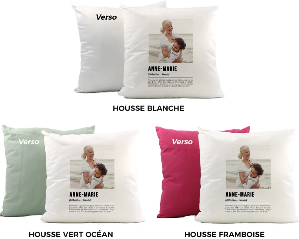 Coussin personnalisé photo - Définition Mamie