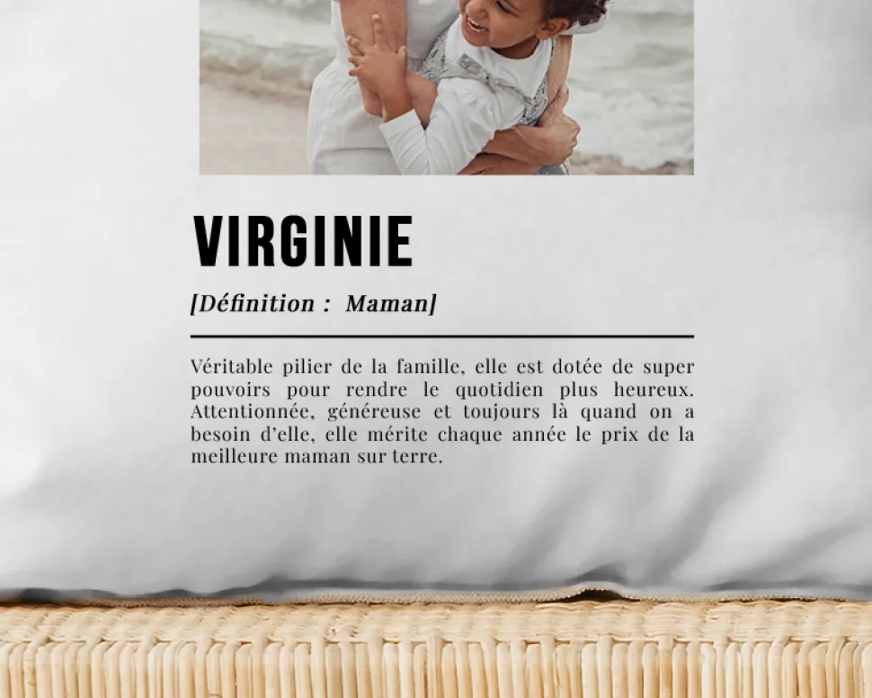 Coussin personnalisé photo - Définition Maman