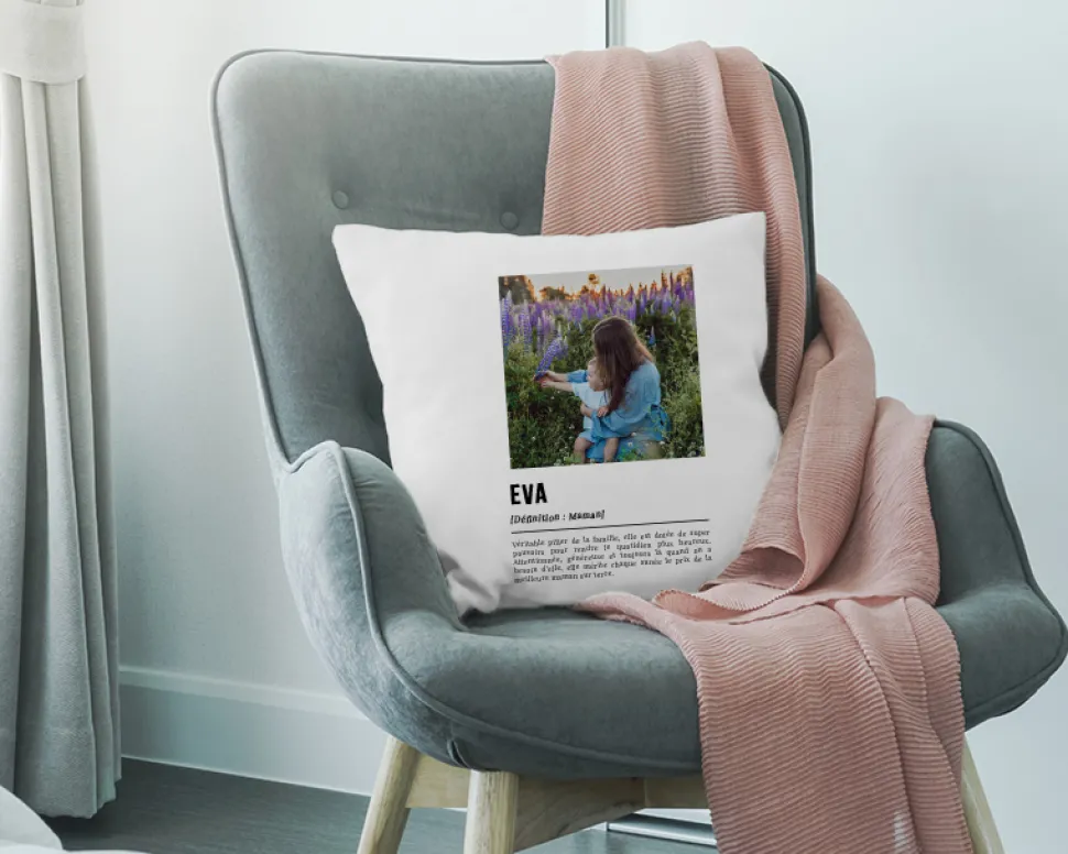 Coussin personnalisé photo - Définition Maman