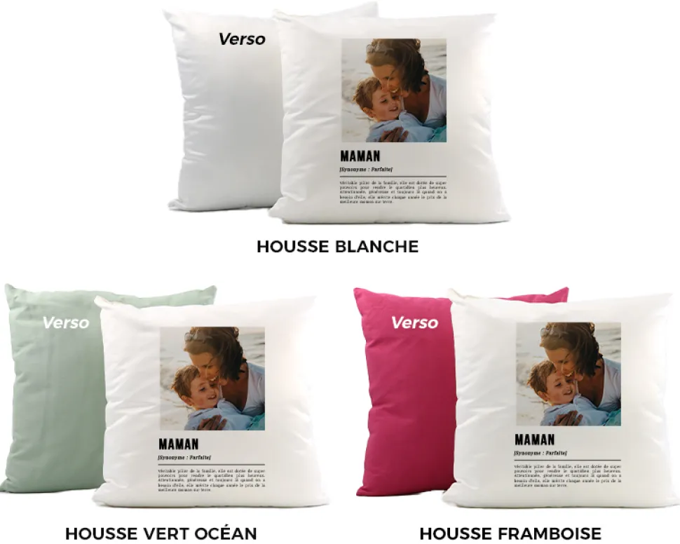 Coussin personnalisé photo - Définition Maman