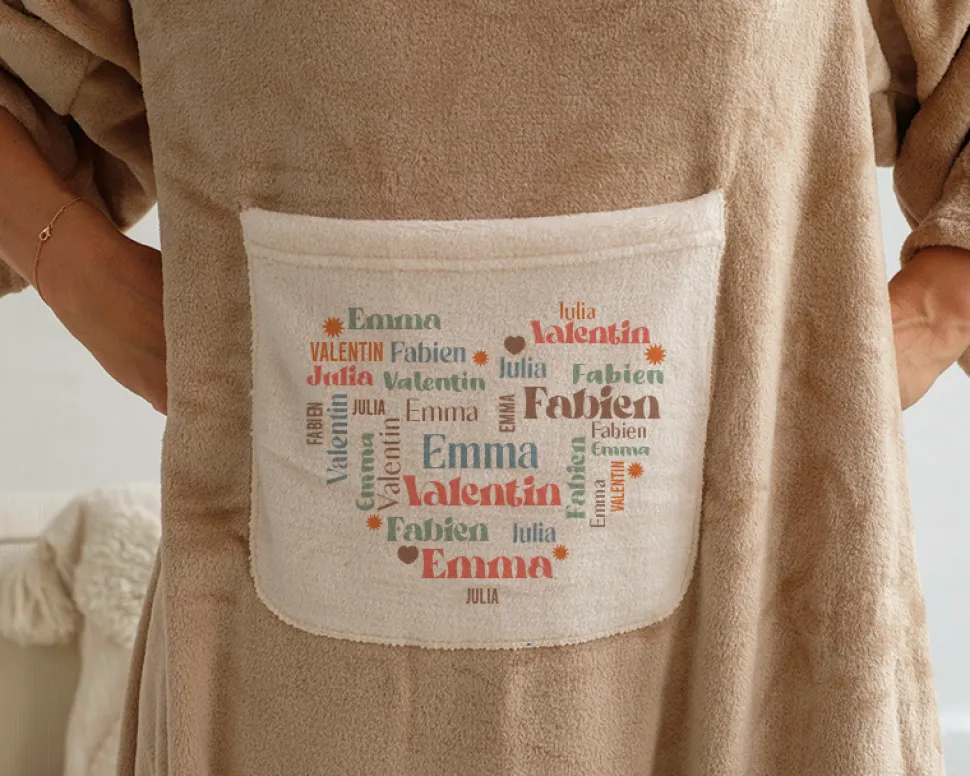 Couverture à manches personnalisée Coeur Famille