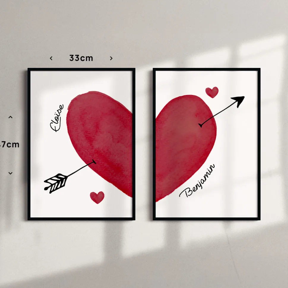 Duo d'affiches personnalisées - Cœur