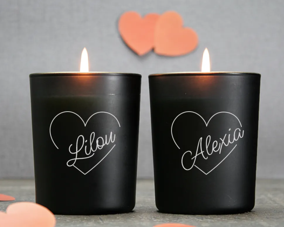 Duo de bougies personnalisables et parfumées - Coeur