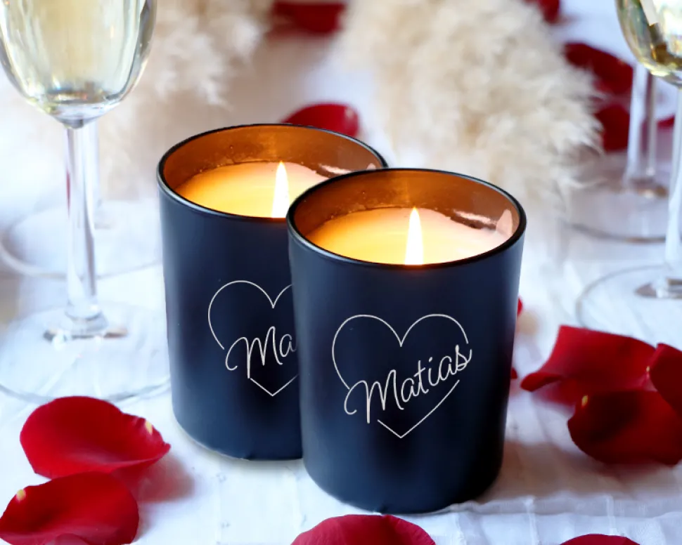 Duo de bougies personnalisables et parfumées - Coeur
