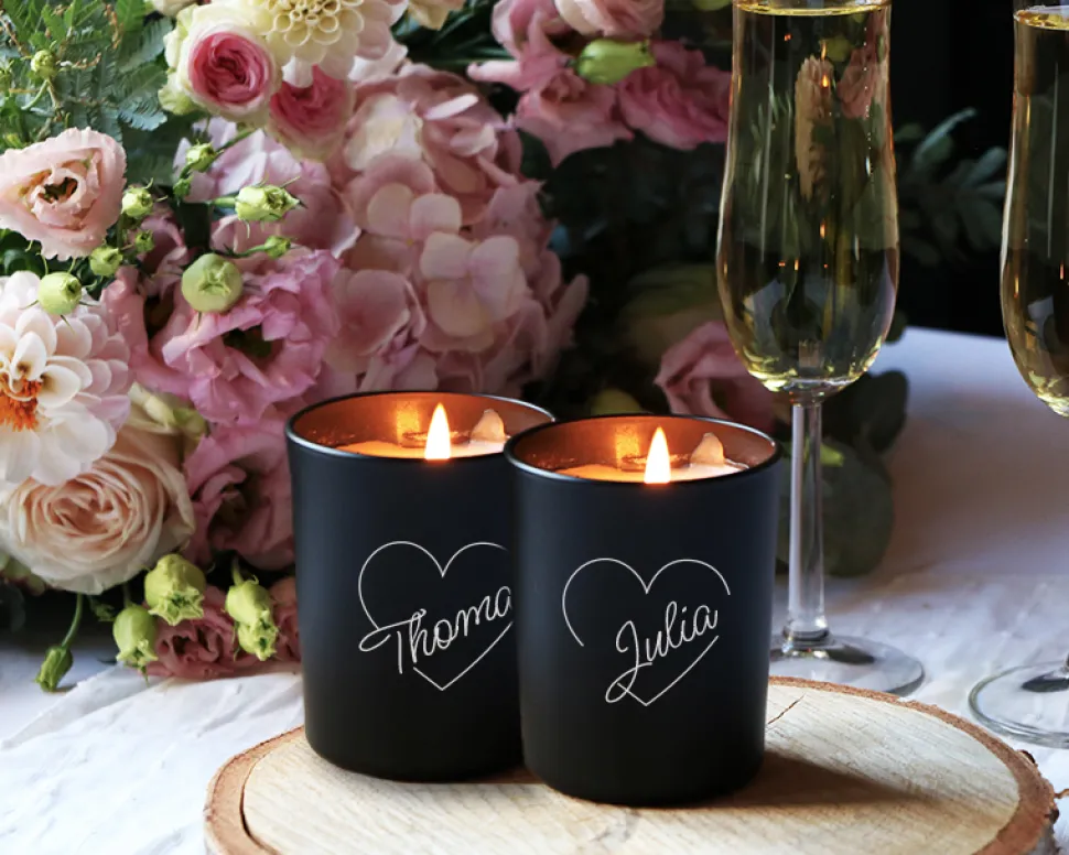 Duo de bougies personnalisables et parfumées - Coeur