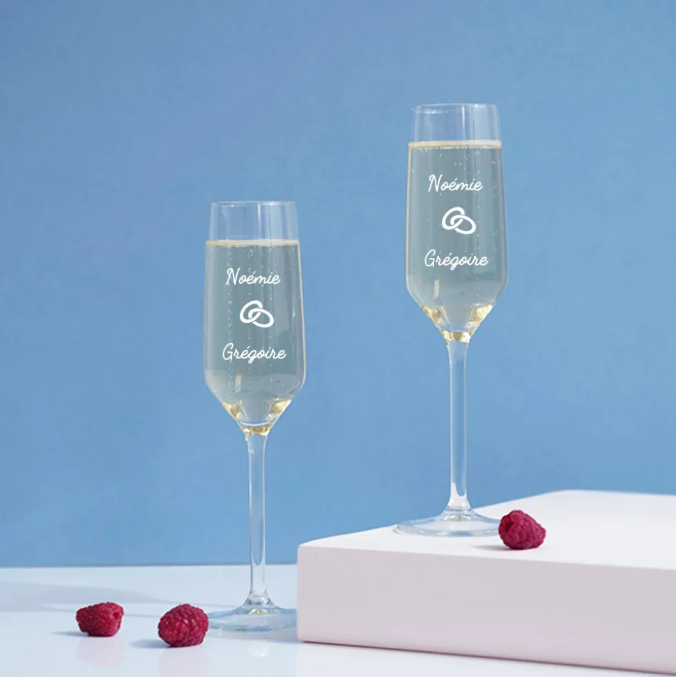 Duo de flûtes à champagne personnalisées - Amour