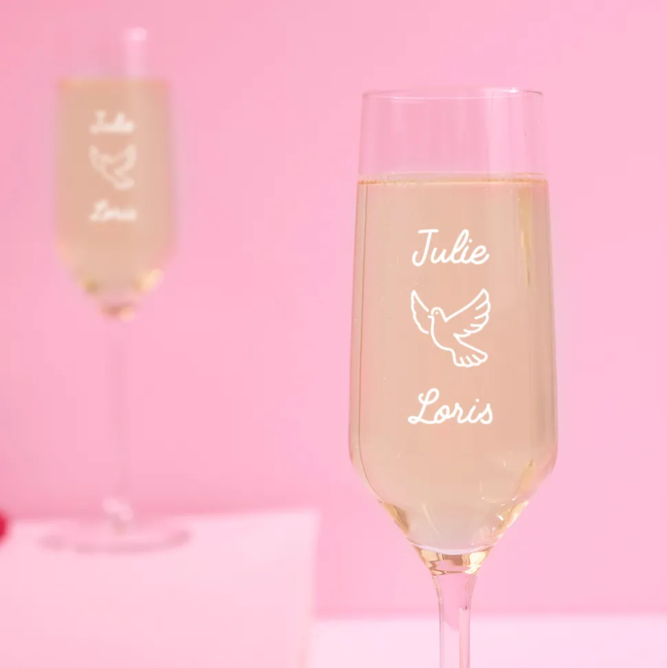 Duo de flûtes à champagne personnalisées - Amour