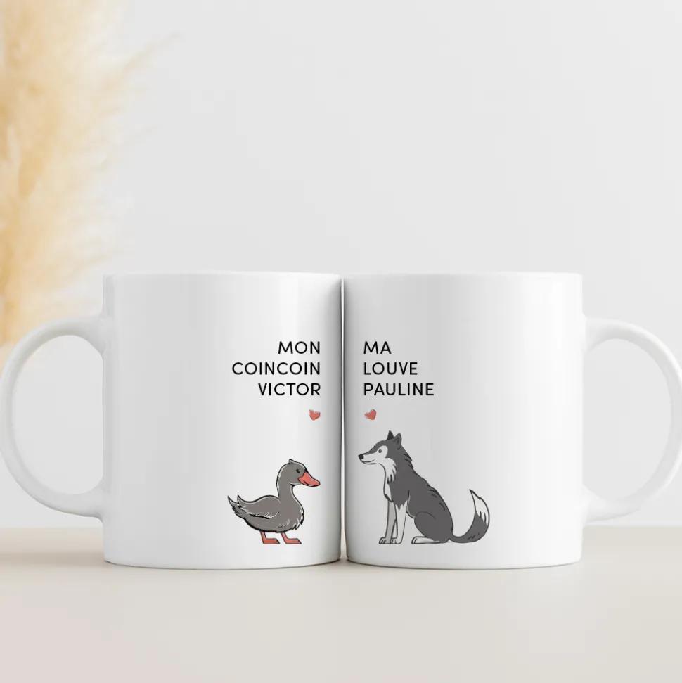 Duo de mugs personnalisés - Couple d'animaux