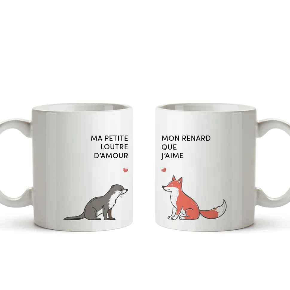 Duo de mugs personnalisés - Couple d'animaux