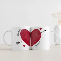 Duo de mugs personnalisés - Cœur