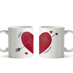 Duo de mugs personnalisés - Cœur