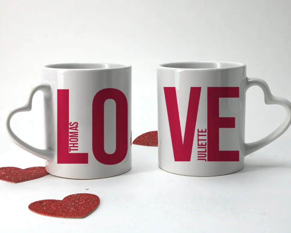 Duo de mugs personnalisés - Love