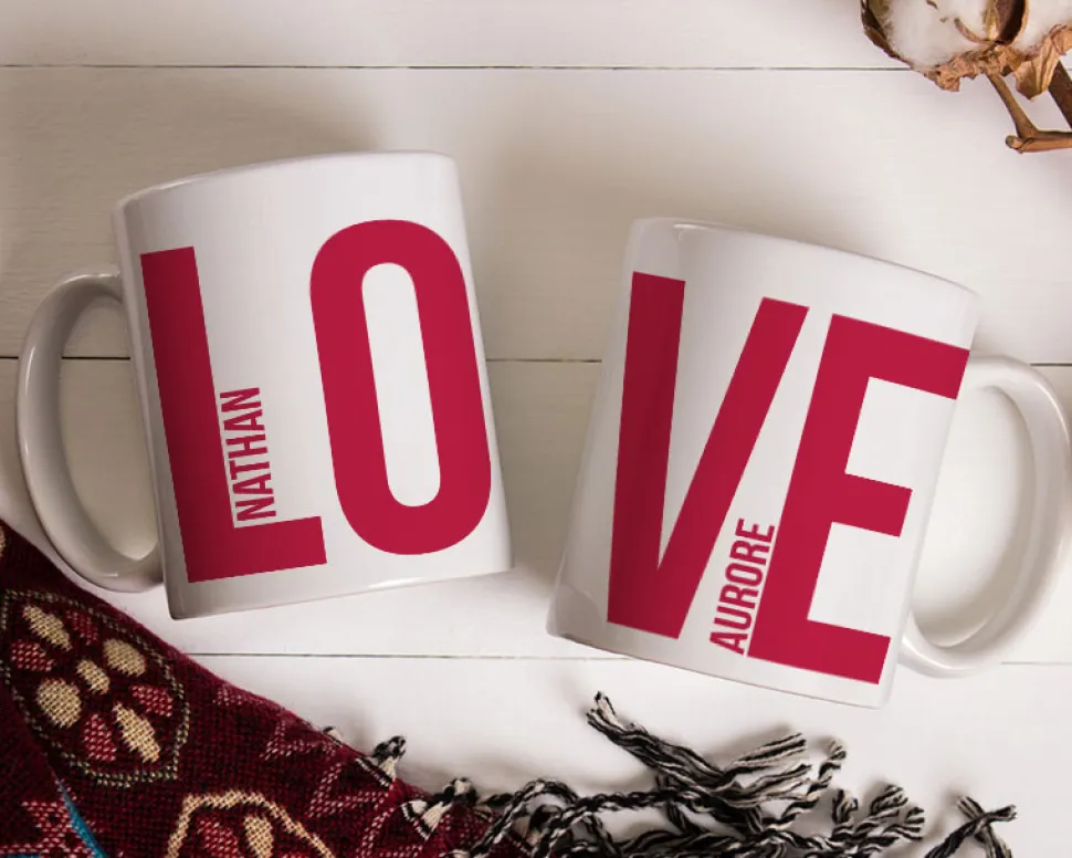 Duo de mugs personnalisés - Love