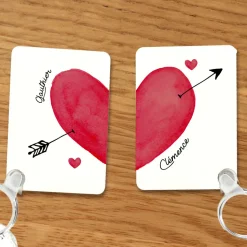 Duo de porte clés personnalisés - Cœur
