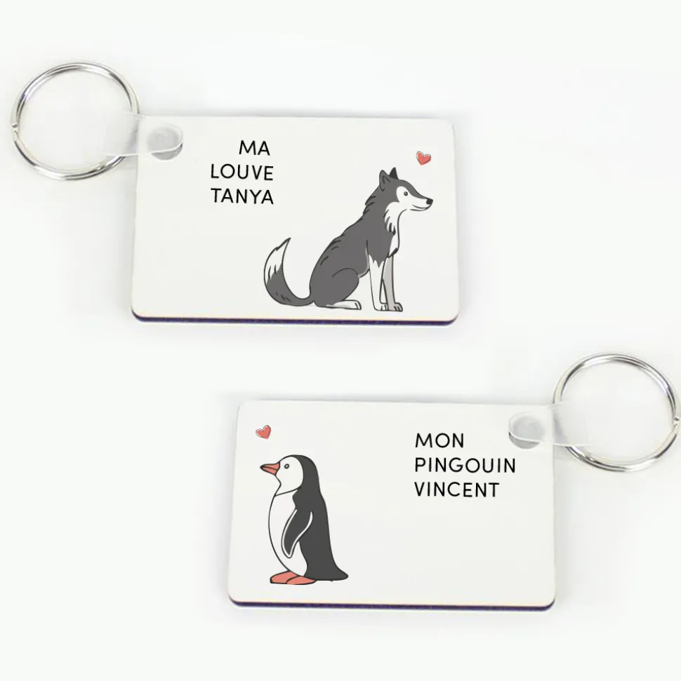 Duo de porte clés personnalisés - Couple d'animaux