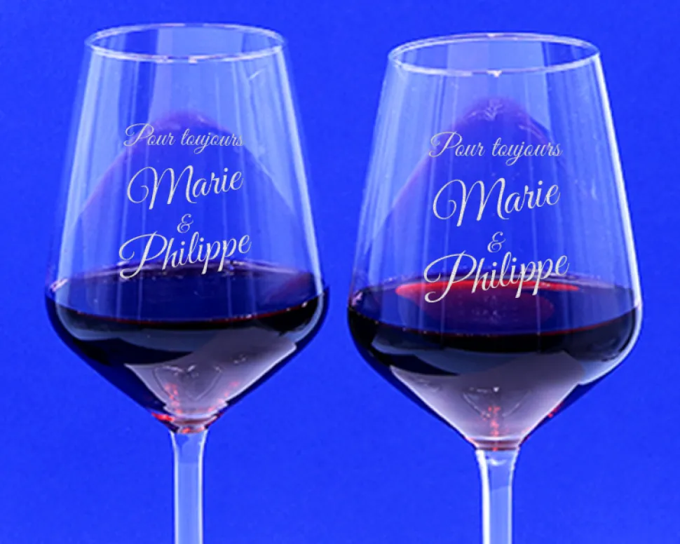 Duo de verres à vin personnalisables - Message