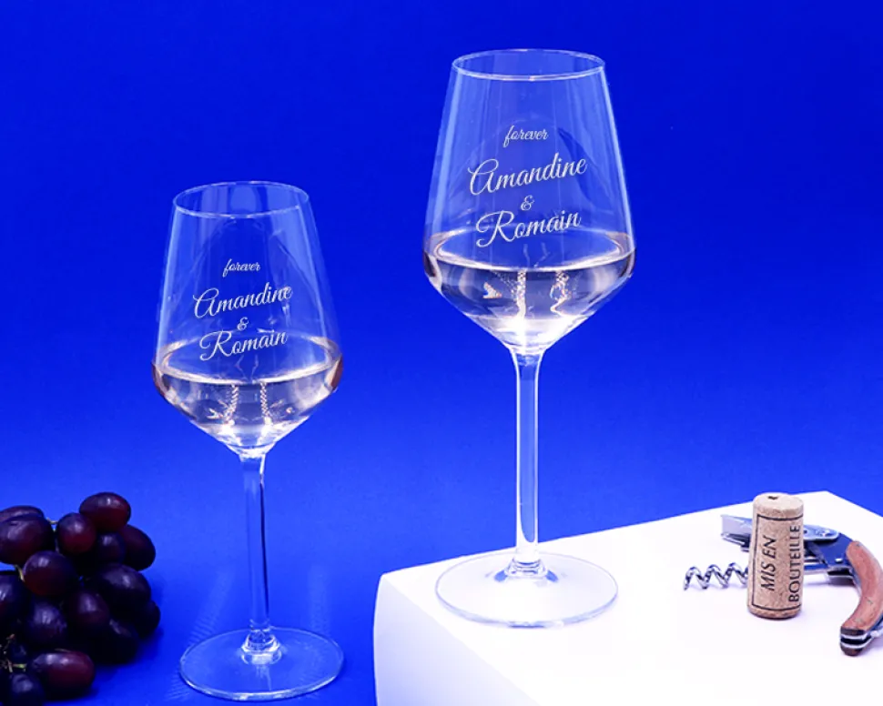 Duo de verres à vin personnalisables - Message