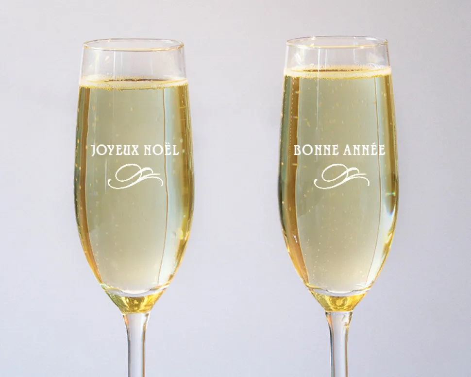 Flûtes à champagne personnalisées - Joyeux Noël et Bonne Année