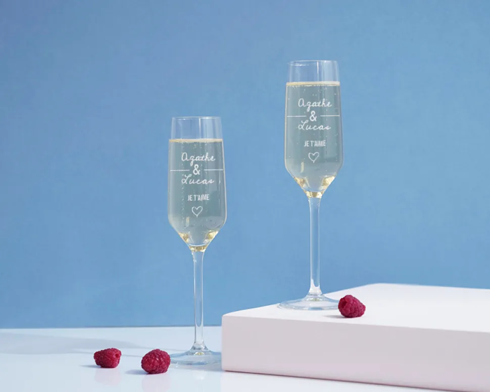 Flûtes à champagne personnalisées couple - Jour de rencontre