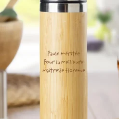 Gourde bambou personnalisée - Mots d'enfants pour maitresse