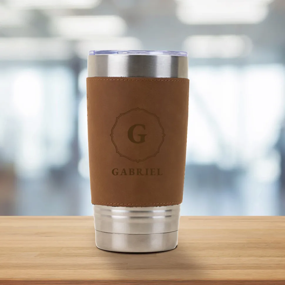 Gourde en cuir personnalisée - Monogramme