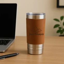 Gourde en cuir personnalisée - Montagne