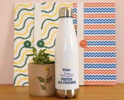 Gourde isotherme en inox personnalisable - Baleine