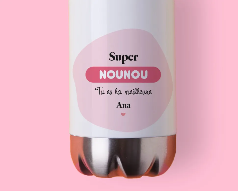 Gourde isotherme en inox personnalisable - Nounou